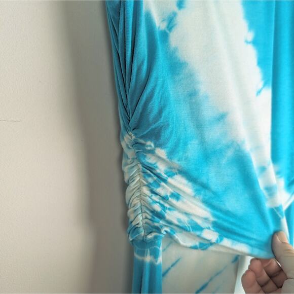 Boston Proper Turquoise Aqua and White Tie Dye Sleeveless Maxi Dress Size Small - Picture 4 of 9